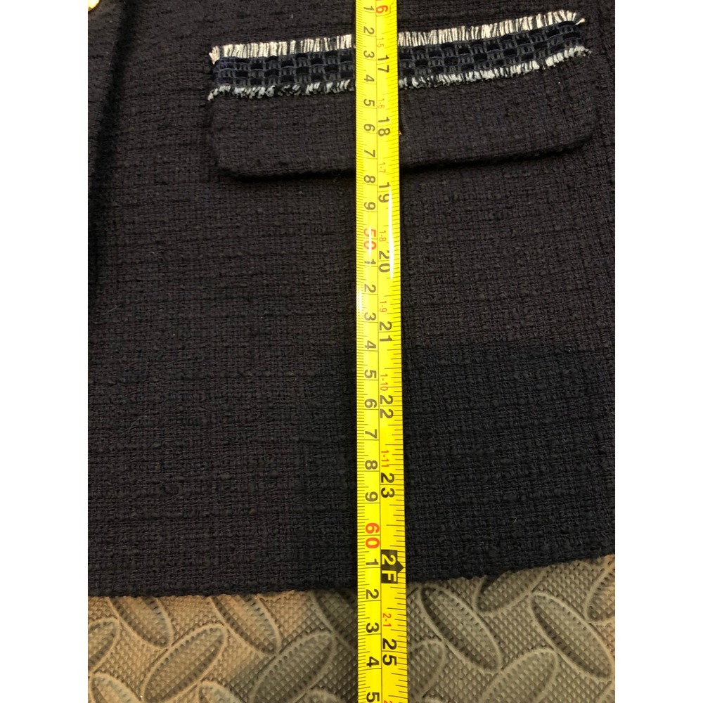 Talbots Blazer Womens 2 Navy Blue Tweed Gold Button Trimmed Jacket - Picture 5 of 10